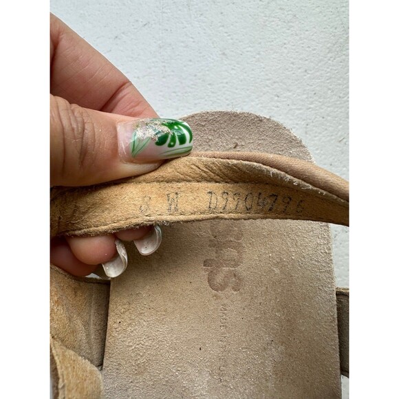SAS Leather Sorrento Praline Adjustable Hook Loop T-Straps Suede Sandals 8 Wide - Picture 8 of 9